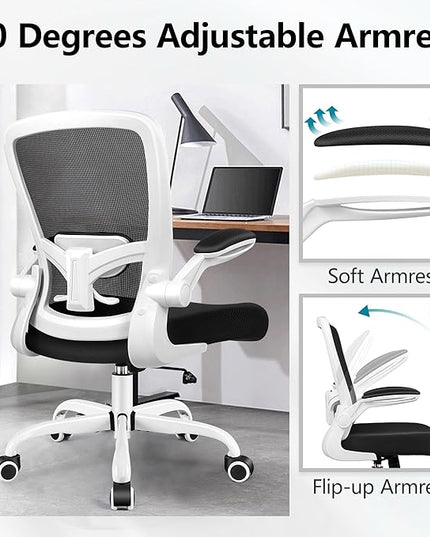 FelixKing Ergonomic Office Chair, Adjustable Lumbar Support, Breathable Mesh Fabric, Durable and Reliable, White - LeafyLoom