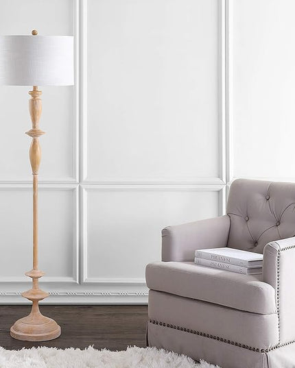 JONATHAN Y JYL3061A Aldrin 63.5" Resin LED Floor Lamp, Traditional, Transitional, Office, Living Room, Family Room, Dining Room, Bedroom, Hallway, Foyer, Brown Wood Finish - LeafyLoom