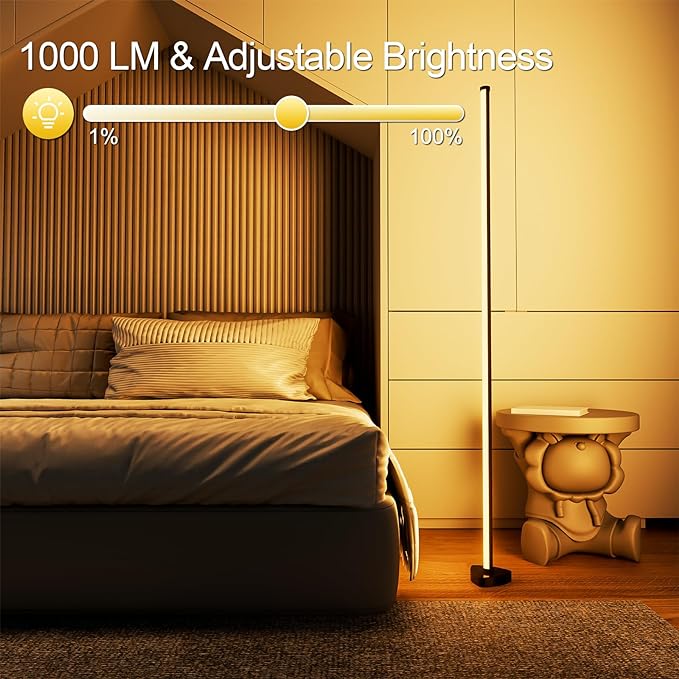 Corner Floor Lamp, Synced Dual Lights LED Control Floor Lamp RGB+ICW Light 56" Smart LED Corner Lamp App and Remote for Living Room Gaming Bedroom and Etc.(1 Pair) - LeafyLoom