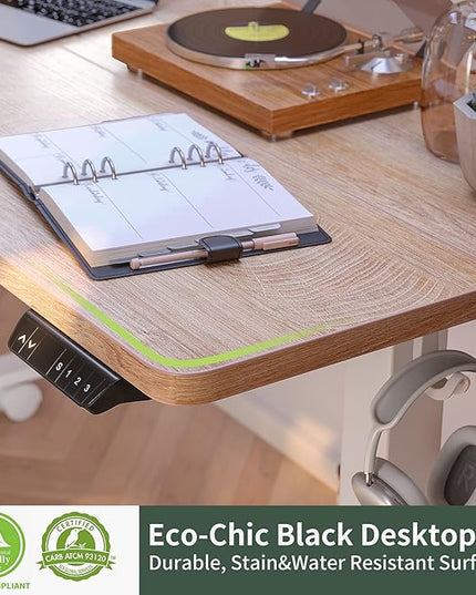 FEZIBO Electric Standing Desk, 55 x 24 Inches Height Adjustable Stand up Desk, Sit Stand Home Office Desk, Computer Desk, Maple - LeafyLoom
