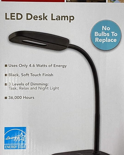 SUNBEAM Flexible Neck LED Desk LAMP Adjustable Light Energy Star Black - LeafyLoom