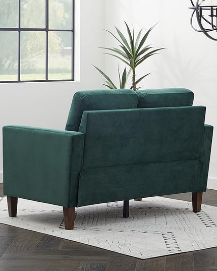 Edenbrook Archer Upholstered Loveseat - Green Velvet Loveseat - Living Room Furniture - Small Loveseat - Mid Century Modern Loveseat - Seats Two - LeafyLoom
