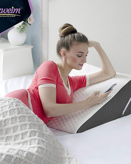 Adjustable Bed Wedge Pillow for Sleep Apnea, Gerd, Acid Reflux, Post Surgery, Heartburn - Foam Wedge Pillow for Back Pain Relief, Sleep Apnea Pillow Wedge or Bed Wedge Pillow for Sleeping for Seniors - LeafyLoom