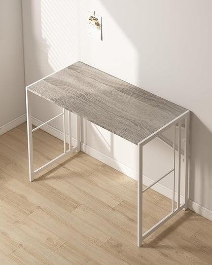 EMODA Folding Computer Desk 40 inch, No Assembly Needed Home Office Table Study Writing Gaming Desk, Beige - LeafyLoom