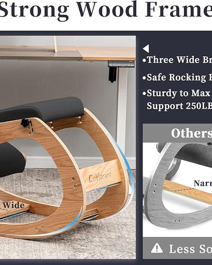 Professional Kneeling Chair with Wooden Computer Stand Comfortable Cushion Adjustable Knee Chair Ergonomic Rocking Posture Chair for Back Pain Relief - LeafyLoom
