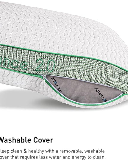 Bedgear Balance Performance Pillow - Size 2.0 - Moisture Wicking Bed Pillows for All Sleep Positions - Medium Firmness - Washable Cover - Back, Stomach, Side Sleeper Pillow - 20" W x 26" L x 5.75" H - LeafyLoom