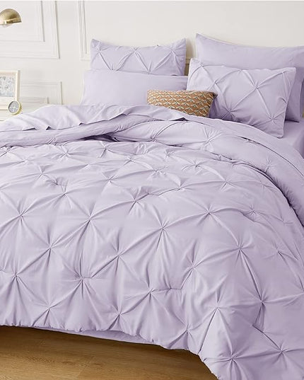 Bedsure Light Purple Comforter Set Full - Bedding Sets Full 7 Pieces, Bed in a Bag Purple Bed Sets with Comforter, Sheets, Pillowcases & Shams - LeafyLoom