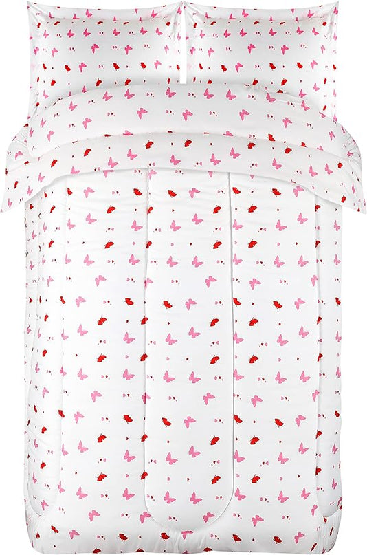 Utopia Bedding All Season Butterfly Comforter Set with 2 Pillow Cases, 3 Piece Soft Brushed Microfiber Kids Bedding Set for Boys/Girls, Machine Washable (Twin) - LeafyLoom