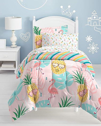 dream FACTORY Pineapple Comforter Set, Full, Pink,2A863602PK - LeafyLoom