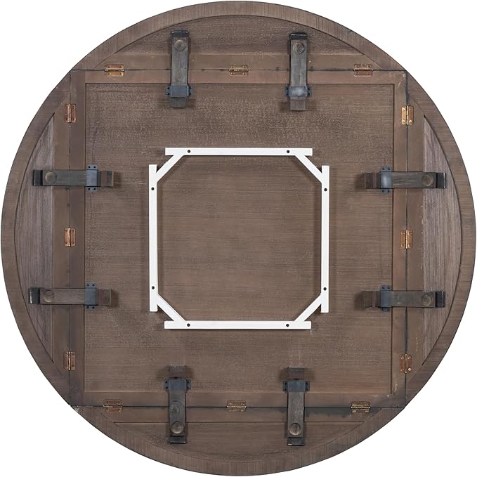 5-Piece Counter Height Round Set in 2 Table Sizes with 4 Folding Leaves and Upholstered Chairs for Dining Room (Espresso+White+Gray Cushion), 38"~54" L x 38"~54" W x 36.2" H - LeafyLoom