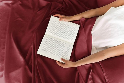 Cal King Size 4 Piece Sheet Set - Comfy Breathable & Cooling Sheets - Hotel Luxury Bed Sheets for Women & Men - Deep Pockets, Easy-Fit, Soft & Wrinkle Free Sheets - Burgundy Oeko-Tex Bed Sheet Set - LeafyLoom