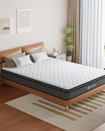 8 INCH Queen Size Mattress, Queen Mattress with Gel Memory Foam and Spring, Breathable Hybrid Mattress in a Box for a Cool & Peaceful Sleep, Strong Edge & Medium Firm Support, CertiPUR-US - LeafyLoom