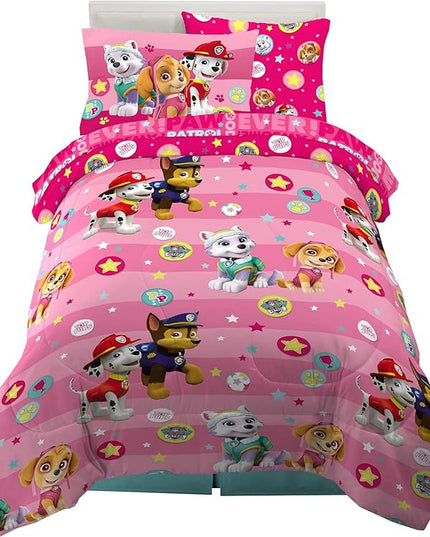 Paw Patrol Girls Kids Bedding Super Soft Comforter and Sheet Set with Sham, 5 Piece Twin Size, (100% Officially Licensed Nickelodeon Product) By Franco - LeafyLoom