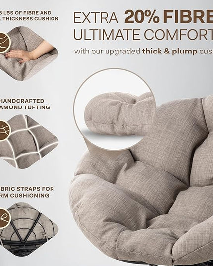 Bme Papasan Chair, Silver clound - Black Base - LeafyLoom