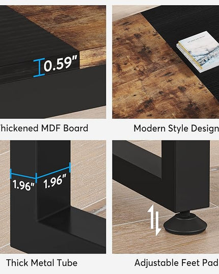 70.8 Inch Executive Desk, Large Computer Office Desk, Industrial Simple Business Study Writing Table for Home Office - LeafyLoom