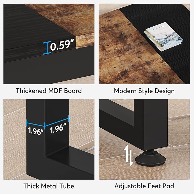 70.8 Inch Executive Desk, Large Computer Office Desk, Industrial Simple Business Study Writing Table for Home Office - LeafyLoom