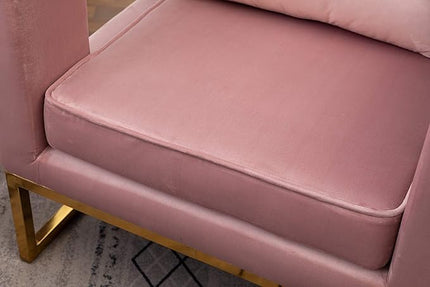 Roundhill Furniture Lenola Upholstered Accent Arm Chair, Pink 27.5D x 29.75W x 34.5H in - LeafyLoom