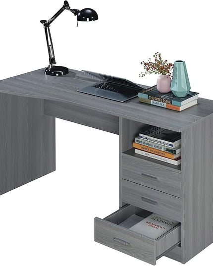 Techni Mobili RTA-8404-GRY Classic Computer Desk with Multiple Drawers, 51.2" W x 23.6" D x 29.5" H, Grey - LeafyLoom