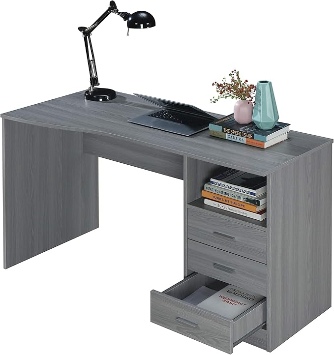 Techni Mobili RTA-8404-GRY Classic Computer Desk with Multiple Drawers, 51.2" W x 23.6" D x 29.5" H, Grey - LeafyLoom