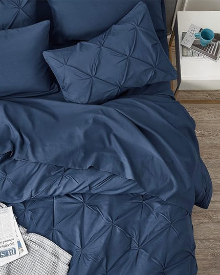 Bedsure Full Size Comforter Sets - Bedding Sets Full 7 Pieces, Bed in a Bag Navy Blue Bed Sets with Comforter, Sheets, Pillowcases & Shams, Adult & Kids Bedding - LeafyLoom