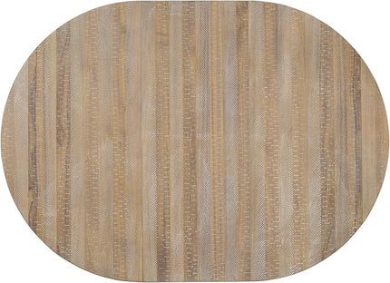 5-Piece Retro Style Dining Set with Extendable Round Table and 4 Upholstered Chairs for Kitchen, Living Room, Wood, 42"-58" L x 42" W x 30" H, Natural Wash - LeafyLoom