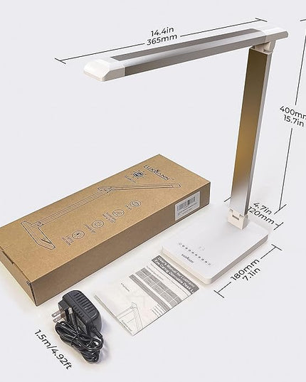 LED Desk Lamp with USB Port: Eye-Caring Office Desk Lamp with USB Charging Port 6-Level Brightness 5 Color Modes Touch Control Dimmable Portable Desk Light for College Dorm Room Home Office - LeafyLoom