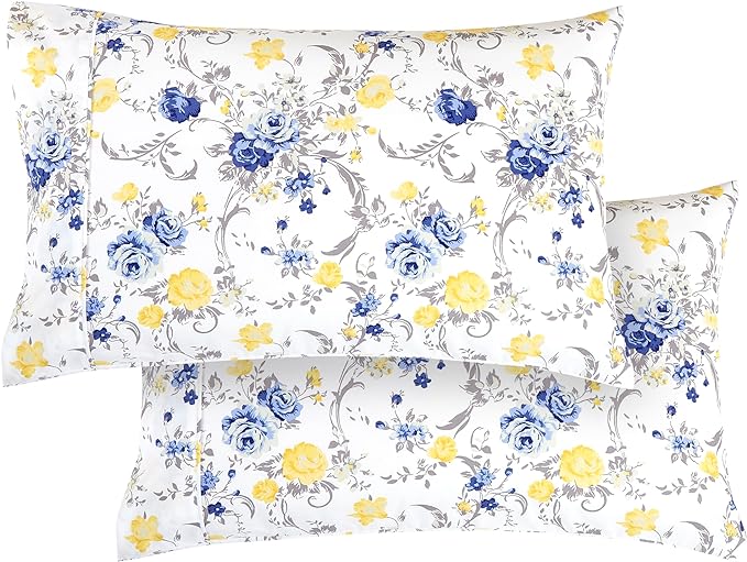 Elegant Comfort Softest and Coziest 6-Piece Sheet Set - 1500 Premium Hotel Quality Microfiber - Deep Pocket, Wrinkle Resistant 6-Piece Floral Bed Sheet Set, California King, Jenna Gold - LeafyLoom