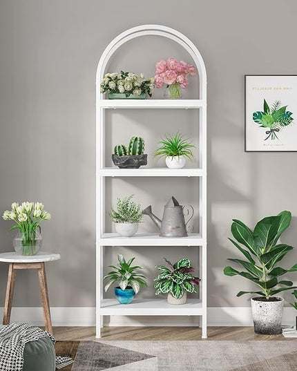 Tribesigns 4-Tier Open Bookshelf, 70.8" Industrial Wood Bookcase Storage Shelves with Metal Frame, Freestanding Display Rack Tall Shelving Unit for Office, Bedroom, Living Room (White, 1PC) - LeafyLoom