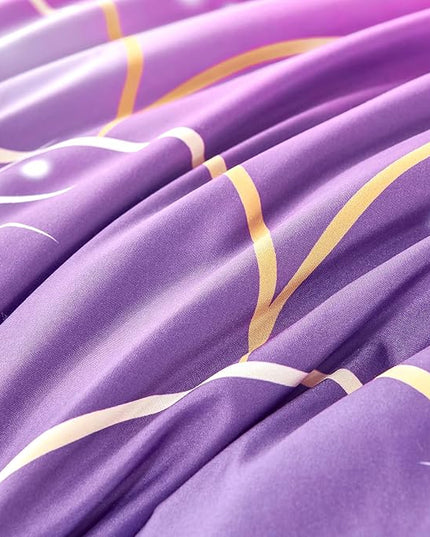 URBONUR Purple Glitter Comforter Set Full Size for Girls 6 Piece Bed in A Bag Comforter with Sheets Set, Gradient Pink Purple Sparkle Mermaid Fish Scales Bedding Comforter Set - LeafyLoom