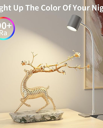 Dott Arts Desk Lamp,USB Clip On Light with 3 Color Modes,LED 10 Levels Brightness Reading Lamp, 360°Gooseneck Book Light,Eye-Care Reading Light for Home Office,Headboards Grey - LeafyLoom