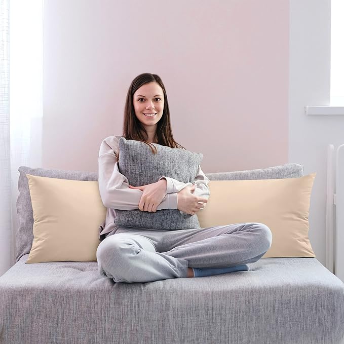 Utopia Bedding Full Body Pillow for Adults (Beige, 20 x 54 Inch), Long Pillow for Sleeping, Large Pillow Insert for Side Sleepers - LeafyLoom