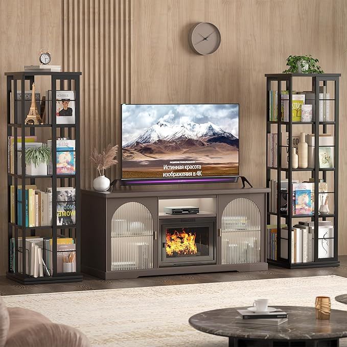 Aheaplus Rotating Bookshelf, Corner Bookshelf, 360 Display Wood Spinning Bookshelf, Floor Standing Bookcase Narrow Shelf Revolving Organizer Storage Rack for Small Space, Bedroom, Study Room, Black - LeafyLoom