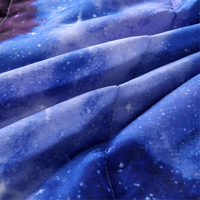 A Nice Night Galaxy Bedding Sets Outer Space Comforter 3D Printed Space Quilt Set Twin Size,for Children Boy Girl Teen Kids - includes 1 Comforter, 2 Pillow Cases - LeafyLoom