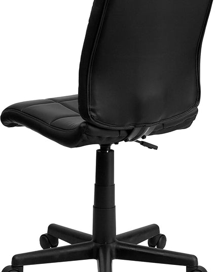 Flash Furniture Clayton Mid-Back Tufted Vinyl Upholstered Swivel Desk Chair with Padded Seat, Modern Adjustable Height Padded Office Chair, Black - LeafyLoom