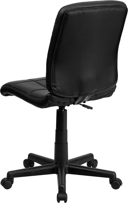 Flash Furniture Clayton Mid-Back Tufted Vinyl Upholstered Swivel Desk Chair with Padded Seat, Modern Adjustable Height Padded Office Chair, Black - LeafyLoom