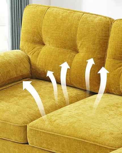 EASELAND 82" L-Shape Sofa with Reversible Chaise Lounge, Convertible Sectional Sofa Couch, Chenille Modern Sofa Couch for Living Room, Apartment and Office, Removable Cover (Yellow) - LeafyLoom