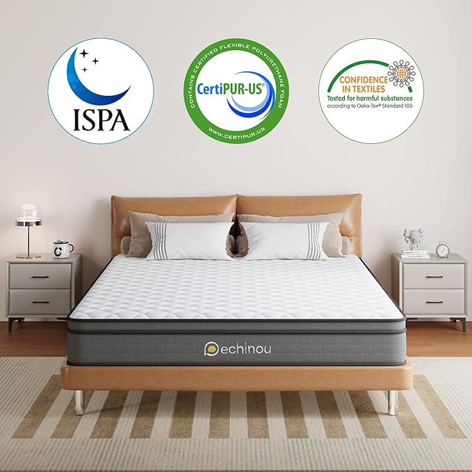 8 INCH Queen Size Mattress, Queen Mattress with Gel Memory Foam and Spring, Breathable Hybrid Mattress in a Box for a Cool & Peaceful Sleep, Strong Edge & Medium Firm Support, CertiPUR-US - LeafyLoom