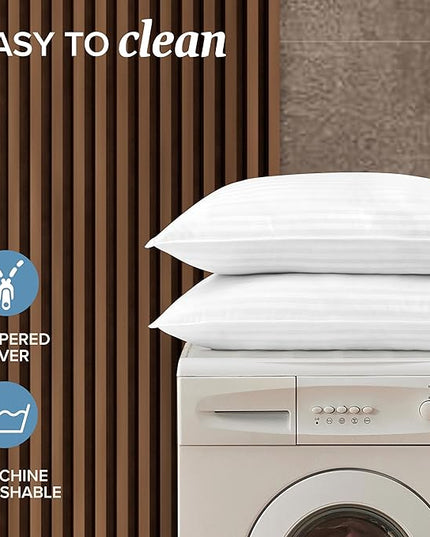 Beckham Hotel Collection King Size Memory Foam (Adjustable Fill) Bed Pillows Set of 2 - Cooling Shredded Foam Pillow for Back, Stomach or Side Sleepers - LeafyLoom