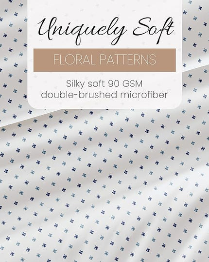 Linen Market 4 Piece Queen Bedding Sheet Set (Navy Blue Lilies) - Sleep Better Than Ever with These Ultra-Soft & Cooling Bed Sheets for Your Queen Size Bed - Deep Pocket Fits 16" Mattress - LeafyLoom