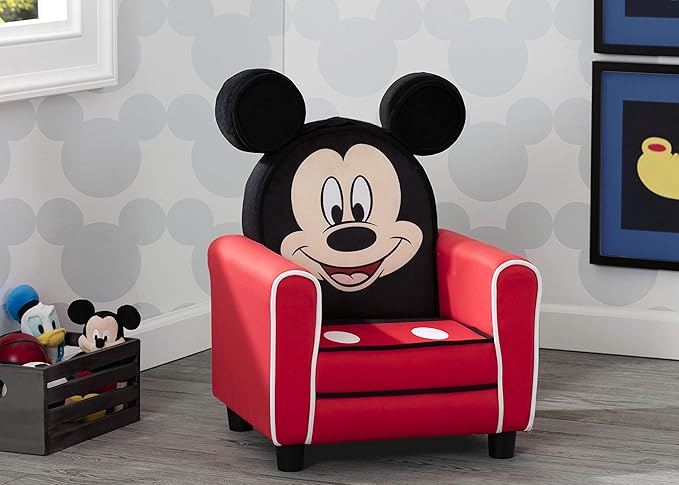 Delta Children Figural Upholstered Kids Chair, Wood ,Disney Mickey Mouse - LeafyLoom