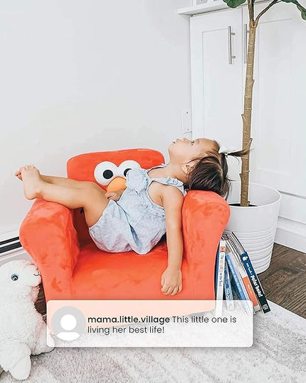 Sesame Street Elmo Upholstered Chair by Delta Children, Red - LeafyLoom