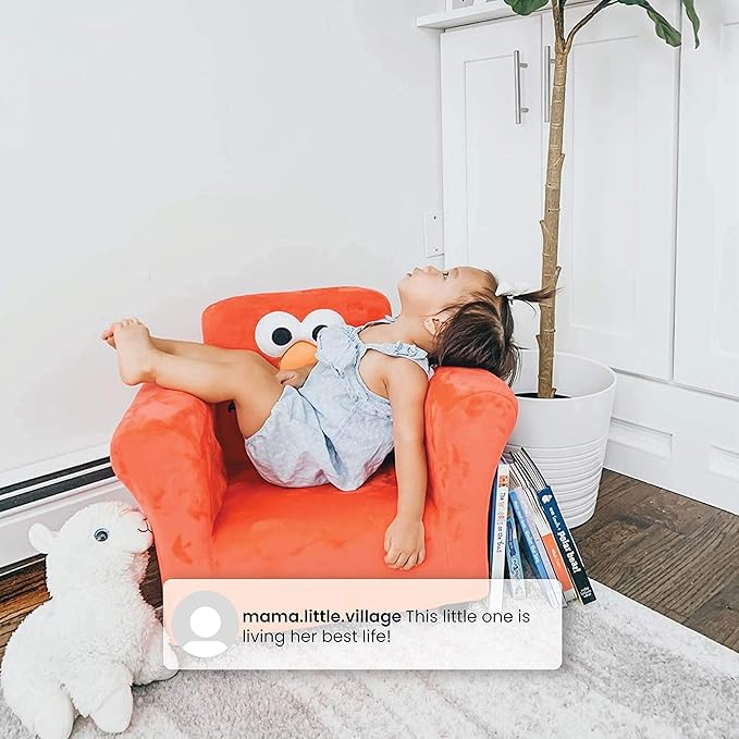Sesame Street Elmo Upholstered Chair by Delta Children, Red - LeafyLoom