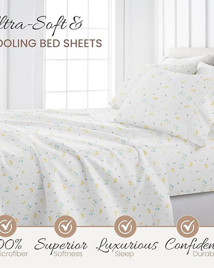 Linen Market 3 Piece Twin Bedding Sheet Set (Light Blue Floral) - Sleep Better Than Ever with These Ultra-Soft & Cooling Bed Sheets for Your Twin Size Bed - Deep Pocket Fits 16" Mattress - LeafyLoom