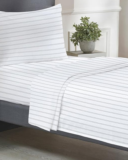 California Design Den Stripe Sheet Set Twin XL, 100% Cotton Twin XL Sheet Set, 3 Pc Deep Pocket Twin XL Size Sheets & Pillowcase Set - Classic Stripe - LeafyLoom
