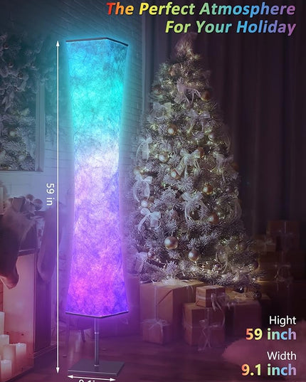 Torchlet RGB Led Smart Lamp Alexa APP Control, Color Changing Modern Floor Standing Lamp with DIY Mode, Music Sync and White Fabric Shade for Living Room Bedroom Game Room - LeafyLoom