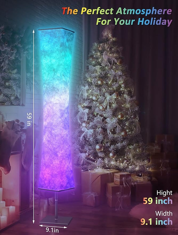 Torchlet RGB Led Smart Lamp Alexa APP Control, Color Changing Modern Floor Standing Lamp with DIY Mode, Music Sync and White Fabric Shade for Living Room Bedroom Game Room - LeafyLoom