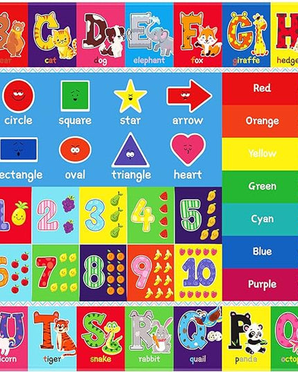 Baby Play Mat Kids Rug for Playroom, Floor Mat for Toddlers, Playtime Collection ABC, Numbers, Animals Educational Area Rugs for Kids Room Classroom ( 78.7X 59 Inch) - LeafyLoom