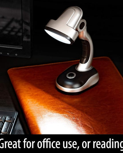 ELDSKLT Led Desk Lamp, 12-Bulb Battery-Operated Table Light for Home, Office, Silver/Black - LeafyLoom