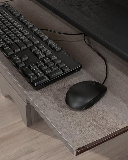 Sauder Miscellaneous Office Computer Desk with Drawers, L: 59.45" x W: 23.47" x H: 29.02", Mystic Oak finish - LeafyLoom