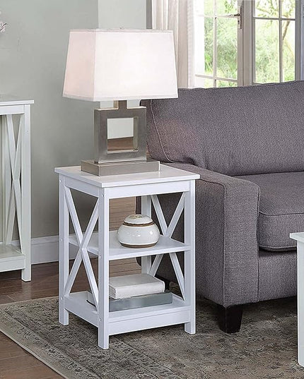Convenience Concepts Oxford Corner Bookcase and End Table Bundle, White - LeafyLoom